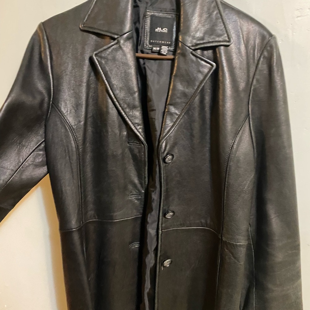 JLC New York Black Leather Jacket size medium